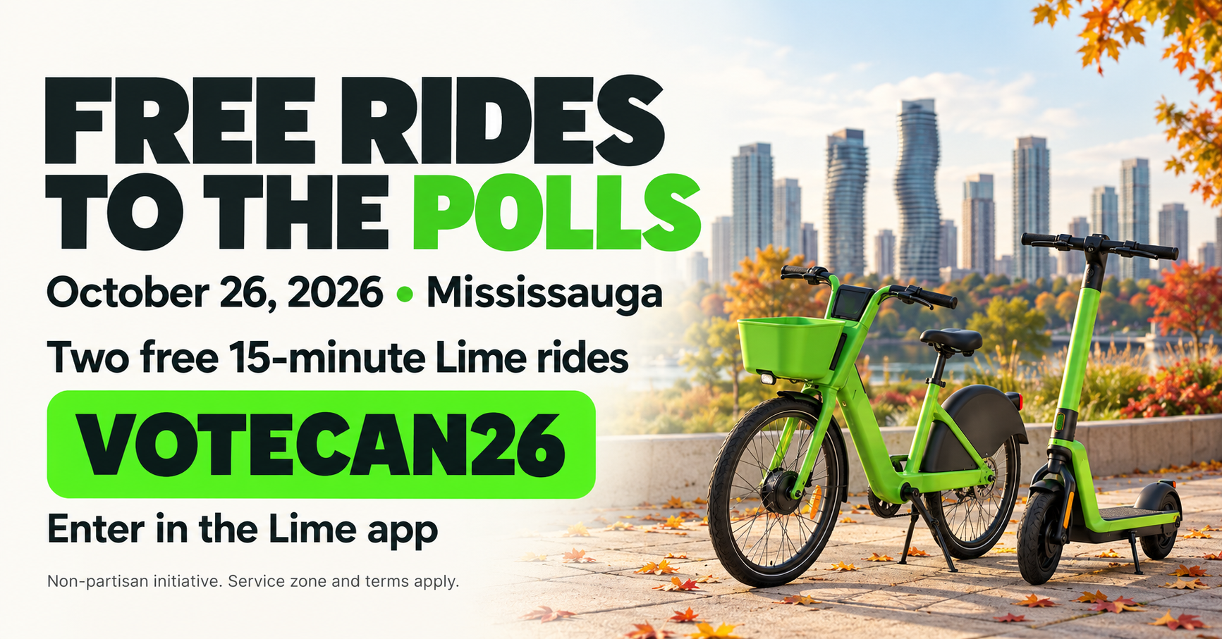 Free Lime Rides to the Polls on October 26